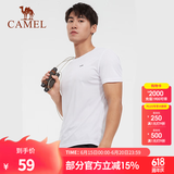 骆驼（CAMEL） 运动短袖T恤春夏情侣款宽松透气休闲跑步健身运动上衣 6002，白色，男 2XL
