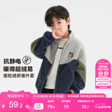 左西男童摇粒绒外套2025春秋季儿童抓绒衣中大童春装上衣 藏青色 110