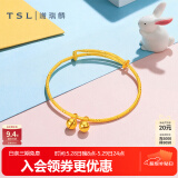 谢瑞麟（TSL）黄金手镯婴儿童双铃铛光面抽拉式足金宝宝BB手镯满月礼物YQ823 约3.75克（工费580元)