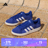 adidas「面包鞋」GRAND COURT BASE 00s休闲低帮板鞋男女阿迪达斯 半荧光蓝/白色/树脂黄     45