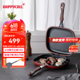 HAPPYCALL韩国进口双面不粘煎锅家用平底双面煎锅煎饼煎牛排无油烟煎鱼神器 红色钻石双面锅 27.5cm