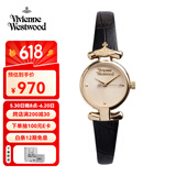 薇薇安·威斯特伍德（Vivienne Westwood）西太后手表女士小表盘女表石英表皮表带生日礼物送女友金色同款 黑色女表 VV090GDBK 23mm