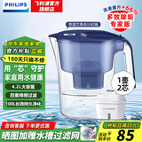 飞利浦（PHILIPS）净水壶 滤水壶 家用过滤壶 厨房自来水过滤器 滤水器 过滤器滤芯 便携净水杯 AWP2814蓝色/白色 【4.2L蓝色】一壶2芯 专家版