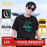 卡宾男装 【凉感】索罗那晕染印花T恤秋潮流肌理LOGO短袖街头休闲A 漆黑色-凉感 3XL /190/56