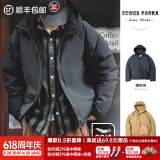 马登工装 美式复古白鸭绒连帽羽绒服男冬防风保暖外套90绒新年防寒服 深灰色 XL （155-170斤）