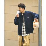 ACTUP吕小虎华夫格刺绣棒球服外套男春秋美式复古休闲开衫卫衣夹克男生 藏青色 L 175/92A