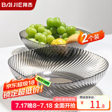 拜杰水果盘零食盘家用果盘客厅干果盘托盘糖果坚果盘透明黑2只装
