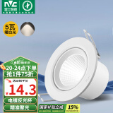 雷士（NVC）LED射灯客厅背景墙天花灯筒灯阻燃PP半光白5瓦暖白光开孔75-80mm
