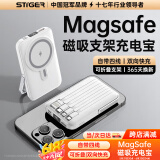 STIGER【欧盟认证丨20000M】官装MagSafe苹果磁吸充电宝移动电源毫安20W超级快充超薄迷你小巧便携无线 【尊享版】自带四线丨折叠支架 品牌直营丨可上飞机丨所有手机通用