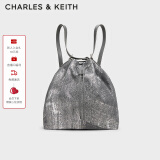 CHARLES&KEITH柔软单肩流浪包水桶包双肩包包女包女士生日礼物CK2-10151393 牛仔蓝色CK2-10151393-2 L