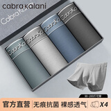 CabraKalani男士内裤男新疆棉无痕纯色平角抗菌青少年四角裤宽松大码冰丝短裤 A品牌专柜黑灰青蓝纯棉款 4条 XL （建议110-135斤）