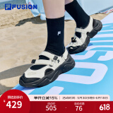斐乐（FILA）FUSION斐乐玛丽珍凉鞋女鞋夏款凉拖魔术贴海螺沙滩鞋 微白/黑-WB 37.5