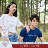 Calvin Klein Jeans夏季男女情侣中性年轻ck多色印花透气修身短袖T恤J320931 YAF-月光白 M （推荐130-145斤）