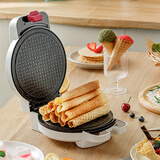 KOLFT 家用脆皮蛋卷机电饼铛冰淇淋皮机果蔬脆机虾片机可调温 第五代麦饭石白色款+蛋卷棒+2年保修