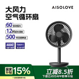 SOLOVE素乐F5桌面小风扇空气循环扇usb充电小型迷你便携宿舍办公室户外露营台式摇头空调伴侣大风力 黑