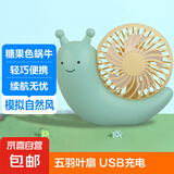 电风扇小风扇手持风扇迷你桌面风扇usb风扇充电网红爆款便携式随身风扇可爱卡通静音 蜗牛-清新绿
