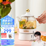 膳魔师（THERMOS） 迷你养生壶办公室煮茶器电水壶恒温电热水壶玻璃花茶壶养生杯 礼物 EHA-1602E （奶油白0.55L） 0.55L