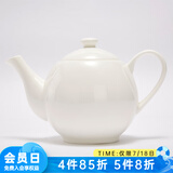 NITORI宜得利家居 现代简约碗碟盘子圆盘汤勺纯白骨瓷系列餐具套装 700ml茶壶 纯白骨瓷