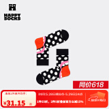 Happy Socks春夏款袜子女男袜薄荷曼波运动彩虹白色棉袜中筒袜 大笑黑 1双 M 36-40