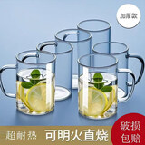青苹果耐热玻璃杯6只装 可加热围炉煮茶水杯 带把泡茶杯牛奶杯