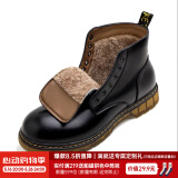马登马丁靴男春季高帮厚底工装鞋子英伦风短靴潮流百搭休闲皮鞋 黑色 [软皮/6孔]加绒版 42 男码