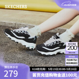 斯凯奇（Skechers）女鞋春季小白鞋蕾丝休闲运动熊猫鞋黑色增高厚底老爹鞋11959 黑色/白色/BKW 38.5