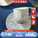 华光骨瓷水杯茶杯带盖 茶杯套装高档伴手礼 办公杯会议杯 富贵花开 乾坤盖杯（灰牡丹+白金）