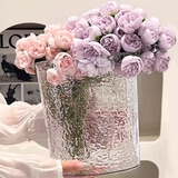 餐将军 大号亚克力醒花桶防摔花瓶插花水养水波纹透明奶油风深水花店用