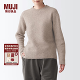 无印良品 MUJI 女式 含牦牛绒骆驼绒圆领毛衣 长袖针织衫秋 冬季 深咖啡色 M -L(165/88A)