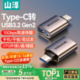 山泽Type-C转接头USB3.2Gen2苹果16/15安卓华为手机OTG数据转换头线接U盘ipad耳机键鼠车载充电连接器