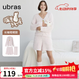 ubras【虞书欣同款】兔绒绒开襟家居服套装厚款女加绒睡衣冬季女 【长袖短裤套装】粉晨色 XL