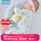 优奇婴儿衣服夏季薄款纯棉连体衣新生幼儿睡衣宝宝纱布哈衣夏装空调服 夏款【印花】甜美橘 80cm