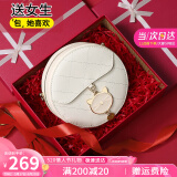 viney牛皮包包女包小众斜挎手机包单肩小圆包生日520送女朋友礼物老婆