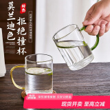 青苹果四色玻璃把手水杯 耐热茶杯围炉煮茶玻璃杯泡茶杯牛奶杯465ml