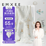 嫚熙（EMXEE）婴儿浴巾 新生儿纱布超柔棉四季洗澡斗篷浴袍 天空之旅 105x105cm