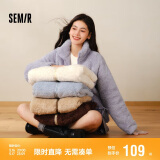 森马（Semir）外套女插肩袖珊瑚绒仿羊羔毛2024冬季立领宽松夹克109724108003