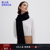 BLUE ERDOS100%山羊绒围巾披肩纯色简约百搭时尚礼物保暖流苏设计 黑 180*30