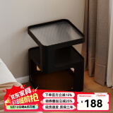 航轩世家床头柜小型家用卧室创意床边柜现代简约收纳架子铁艺移动边几 【带感应灯】35*35*59cm-幽暗黑