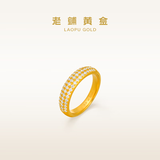 老铺黄金古法手工足金指环 · 繁星钻戒（窄边款） 11号金重约5.8g