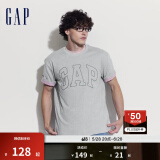 Gap【热卖爆款】男装夏撞色logo圆领短袖T恤纯棉上衣544465 灰色 165/88A(S) 亚洲尺码