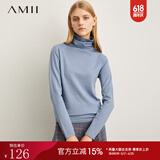 AMII极简休闲时尚毛针织衫女秋季新款直筒高领显瘦百搭打底衫 雾霾蓝 165/88A/L