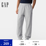 Gap男装2025春季新款刺绣logo松紧腰束口卫裤运动休闲长裤725654 灰色 L (175/84A)亚洲尺码