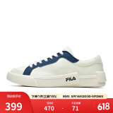 FILA FUSION斐乐男鞋POP帆布鞋潮牌男子潮流板鞋街拍运动休闲鞋男 奶白/徽章蓝-GB 41