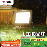 公牛（BULL）LED投光灯户外路灯庭院灯工地灯露营灯 IP65防水50W-3000K暖白光