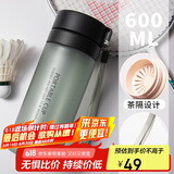 木吉乇（mojito）便携塑料水杯茶杯男女学生运动夏天水瓶大容量水壶600ml 黑色