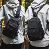 滕阁厢 挎包男多功能两用胸包背包男女户外出行旅游轻便防泼水小双肩包 黑色