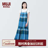 无印良品（MUJI）女式马德拉斯格纹吊带连衣裙女装裙子格子裙纯棉全棉长裙BC2IIA4S 蓝色格纹 M 160/84A