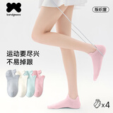阪织屋（Bandgewoo）袜子夏季女纯棉7a级100%抗菌防臭女士透气短袜薄短筒袜 四双装