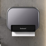 香臣北欧擦手纸盒壁挂免打孔酒店卫生间干手纸盒厨房吸油抽纸盒家用 【按压/锁扣两用】灰色