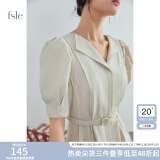 FANSILANEN夏季正式场合法式职业连衣裙女夏新款气质收腰面试裙子通勤连衣裙 米色 M